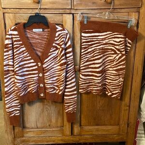Steve Madden Animal Print Sweater/Skirt Set